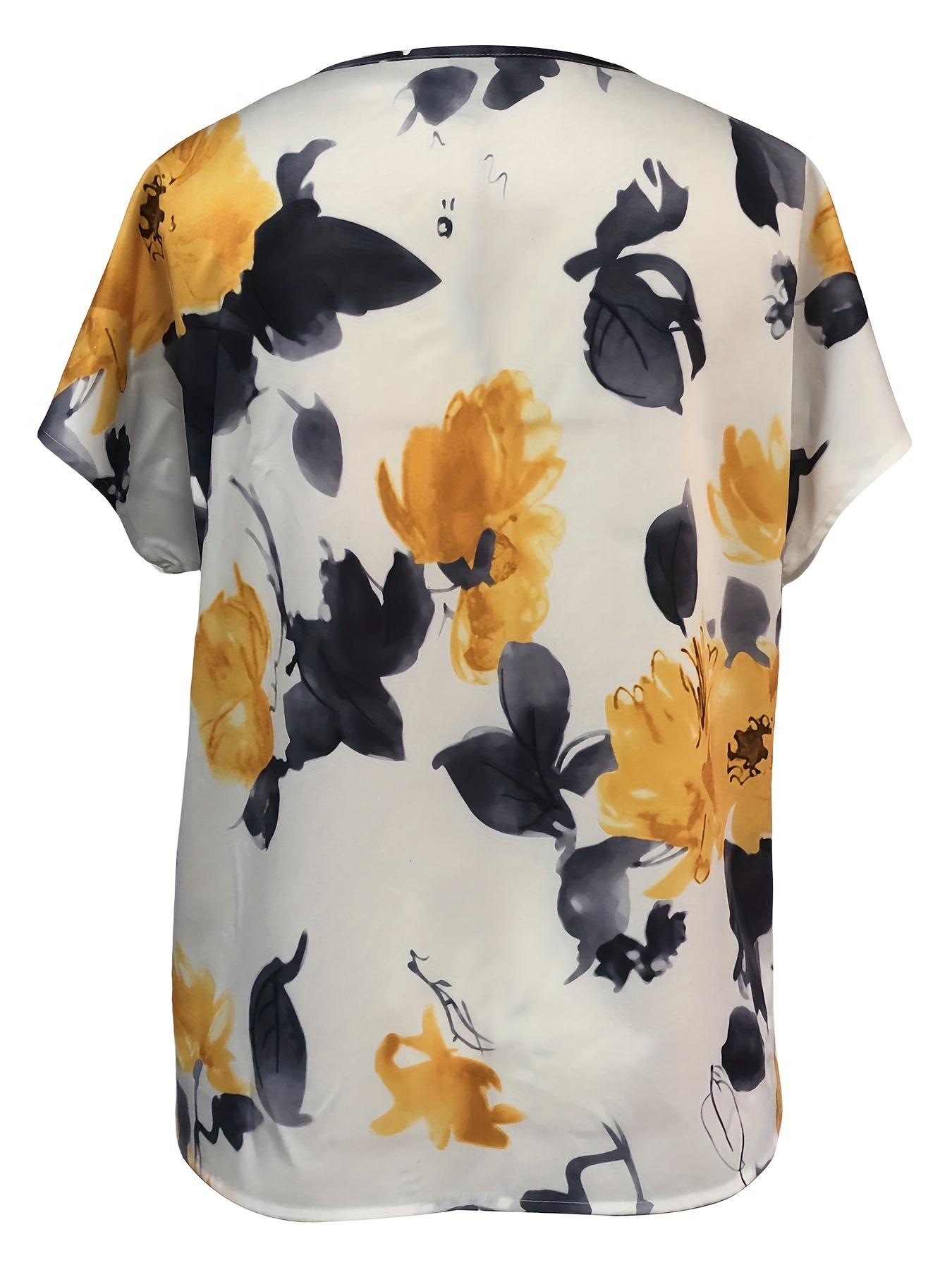 plaid notched neck blouse casual short sleeve blouse for spring summer womens clothing details 18