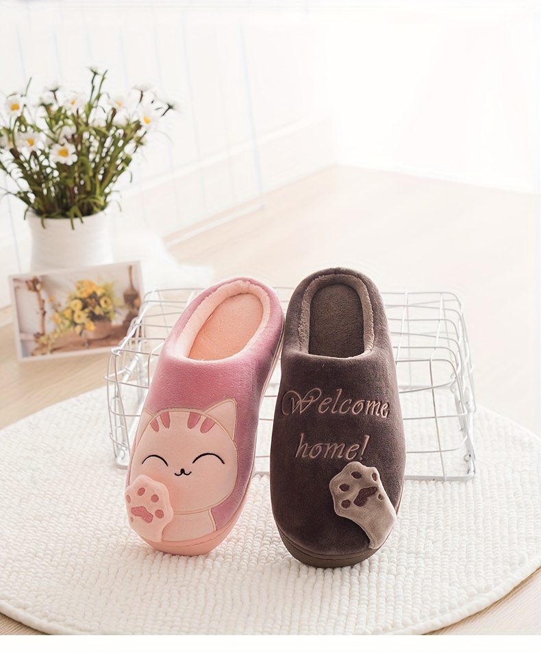 2023 mens fashion plush smiling cat slippers funny animal home slipper house shoes for indoor walking autumn and winter details 0