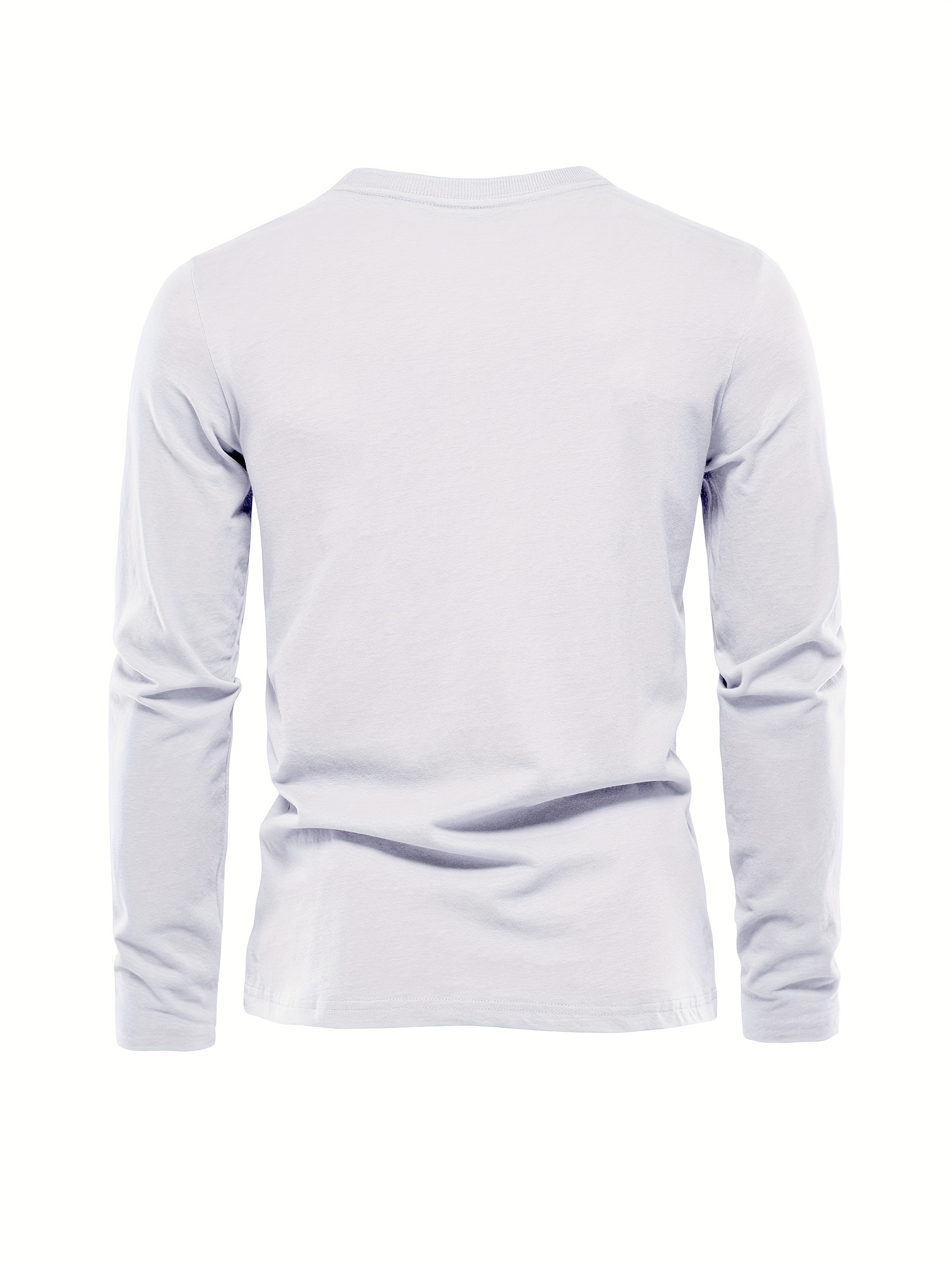 casual comfy mens solid crew neck long sleeve cotton t shirt spring fall outdoor indoor details 30