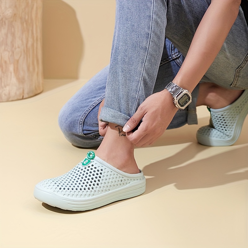 mens casual solid color slippers breathable non slip lightweight slippers for indoor bathroom bedroom garden gym details 11