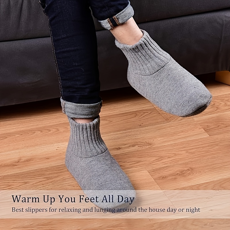 mens socks slipper soft cozy thick house indoor boot sock shoes with anti skid bottom soles spring autumn and winter details 3