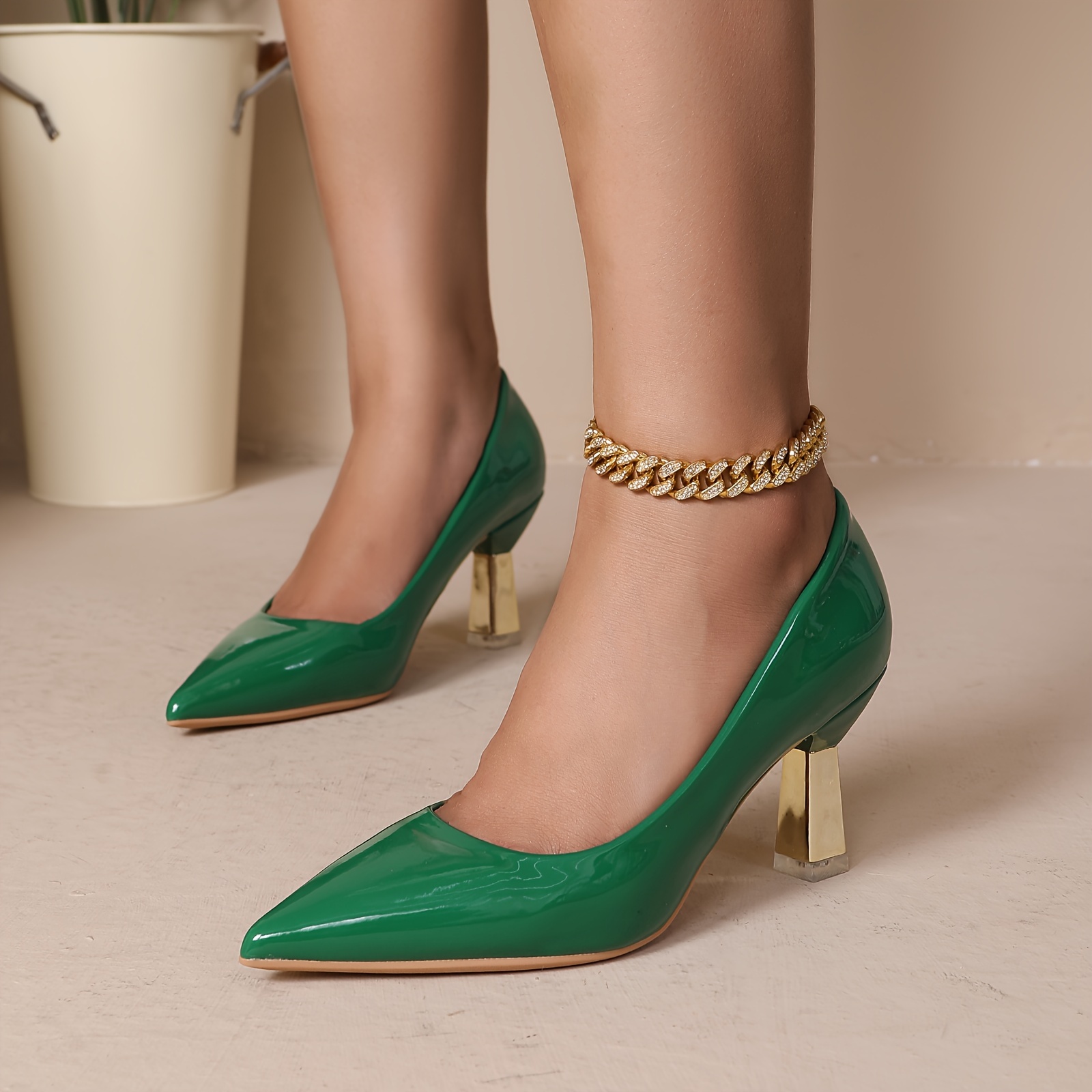 womens solid color pumps all match pointed toe slip on high heels fashion office business shoes details 8