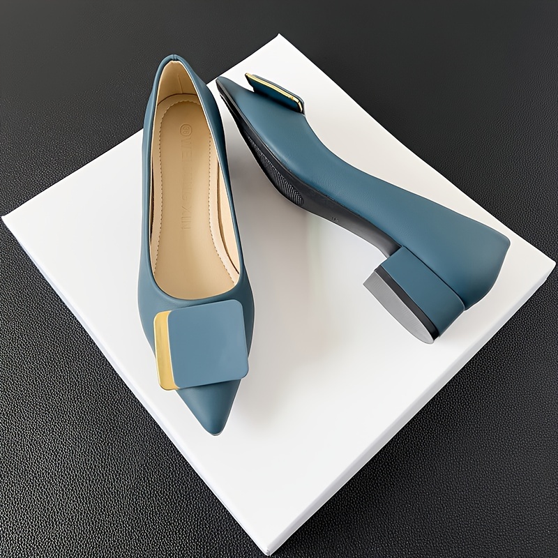 womens chunky low heels minimalist pointed toe soft sole shoes all match office work shoes details 5