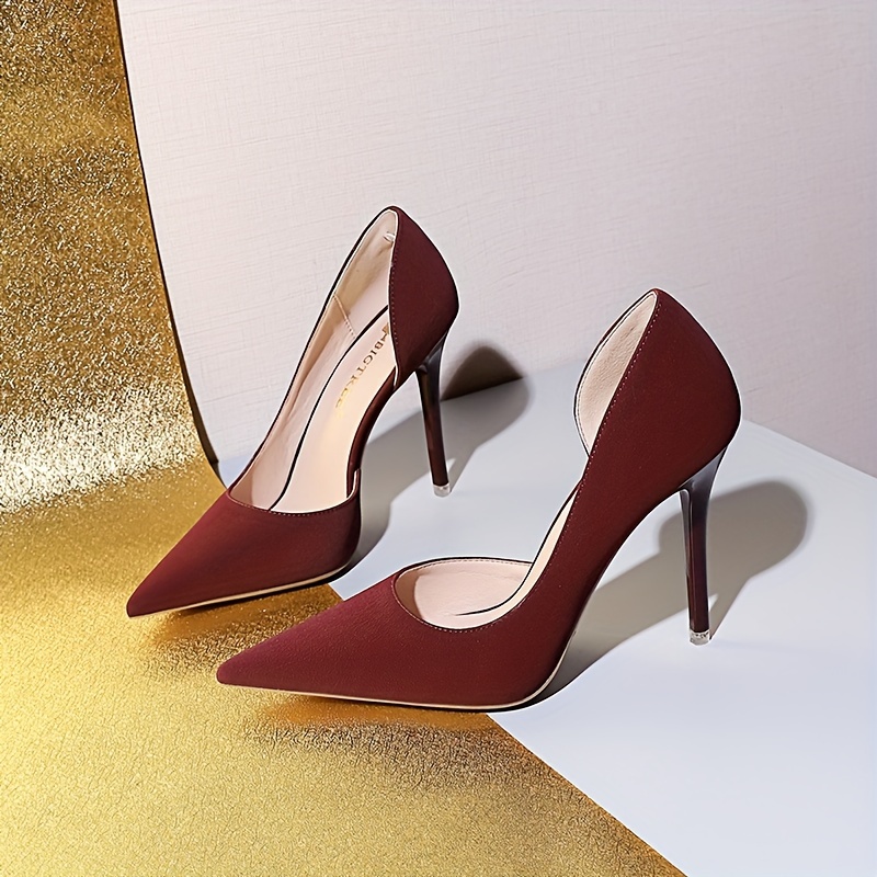 womens solid color minimalist shoes slip on casual stiletto shallow mouth shoes lightweight point toe party shoes details 2