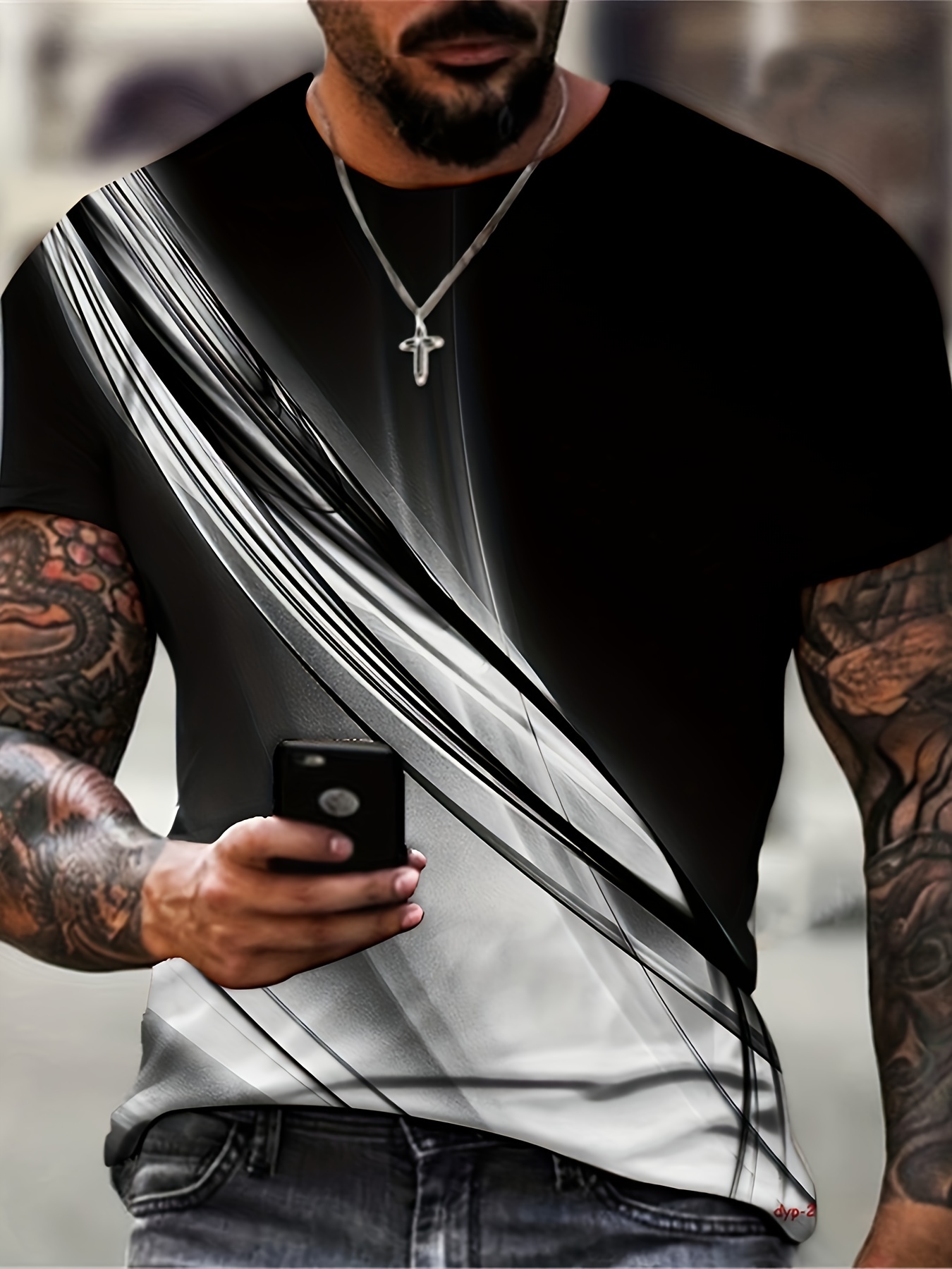 3d digital print mens casual short sleeve crew neck t shirt summer outdoor details 0