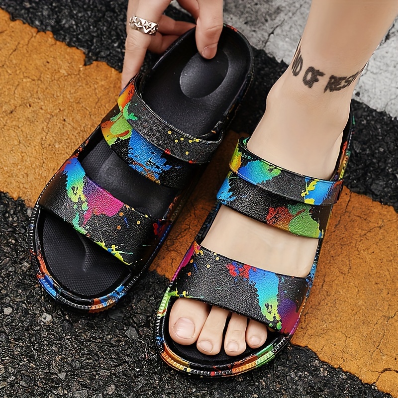 mens trendy slip on soft slides comfy non slip casual breathable slippers for mens outdoor activities details 8