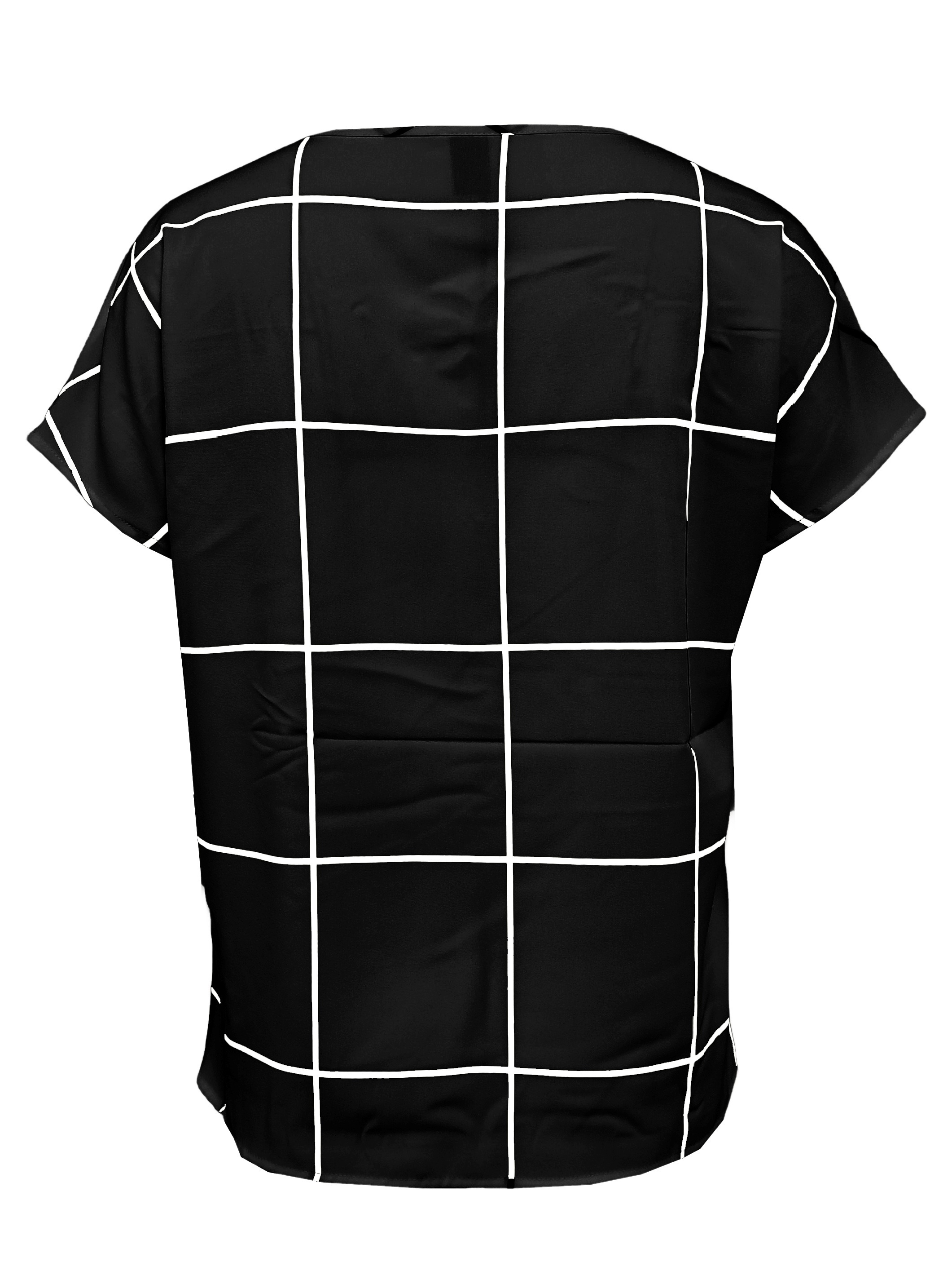 plaid notched neck blouse casual short sleeve blouse for spring summer womens clothing details 43