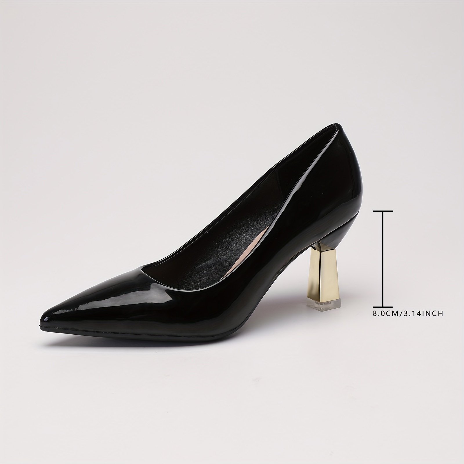 womens solid color pumps all match pointed toe slip on high heels fashion office business shoes details 20