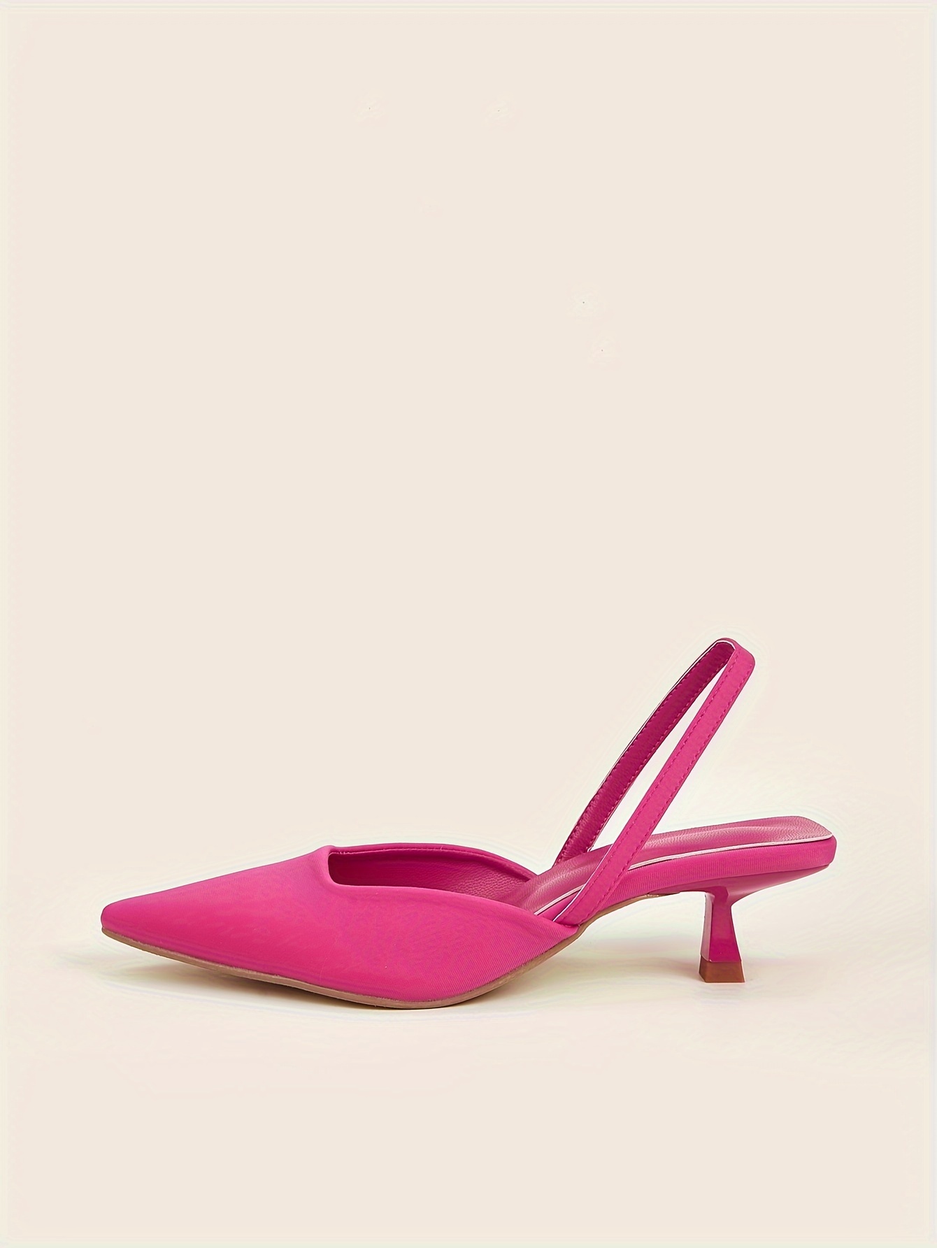 womens solid color kitten heels elegant point toe dress pumps fashion slingback heels details 2
