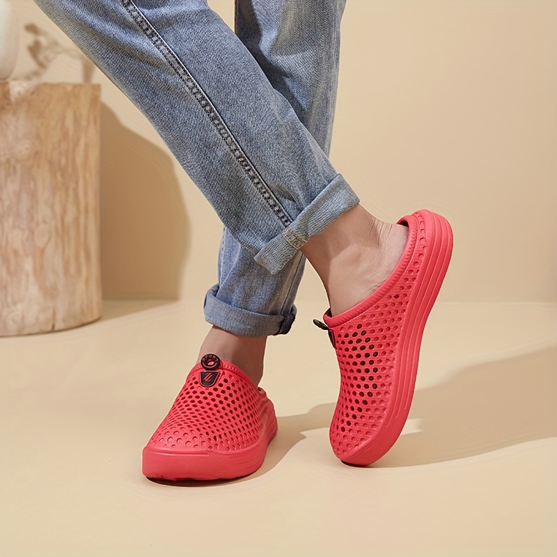 mens casual solid color slippers breathable non slip lightweight slippers for indoor bathroom bedroom garden gym details 7