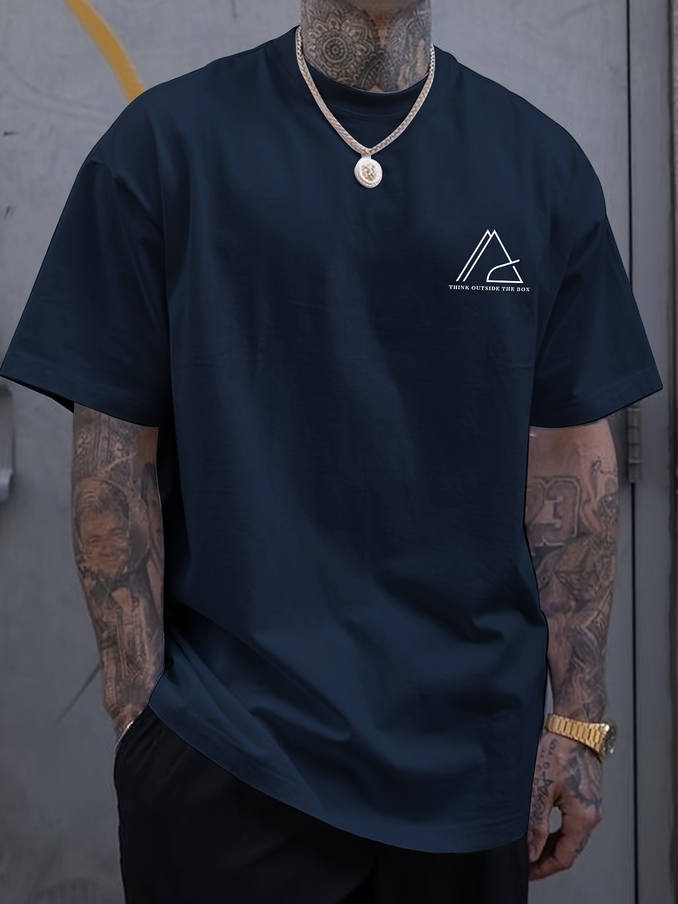 geometric graphic print mens creative top casual short sleeve crew neck t shirt mens clothing for summer outdoor details 0