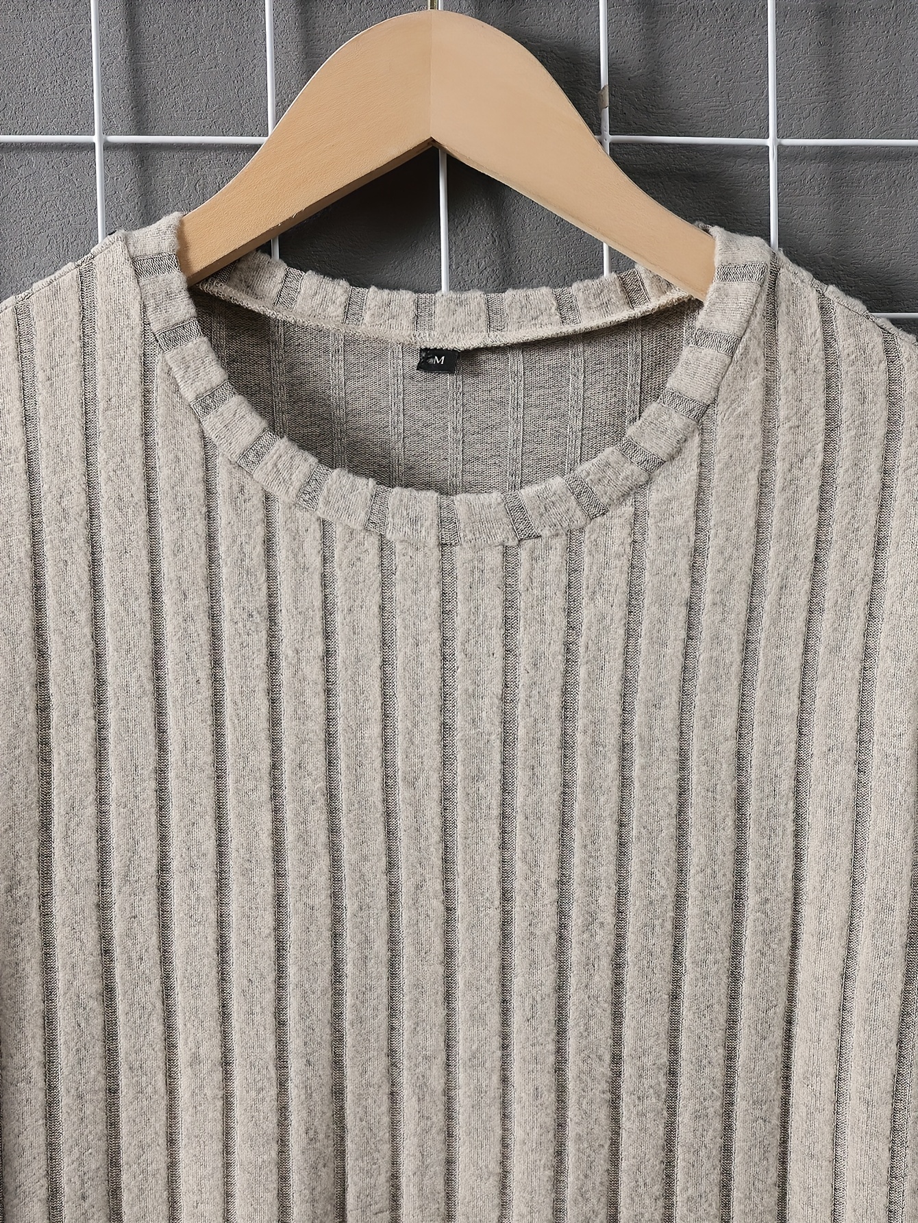 mens solid ribbed crew neck long sleeve active t shirt tee casual comfy shirts for spring summer autumn mens clothing tops details 3