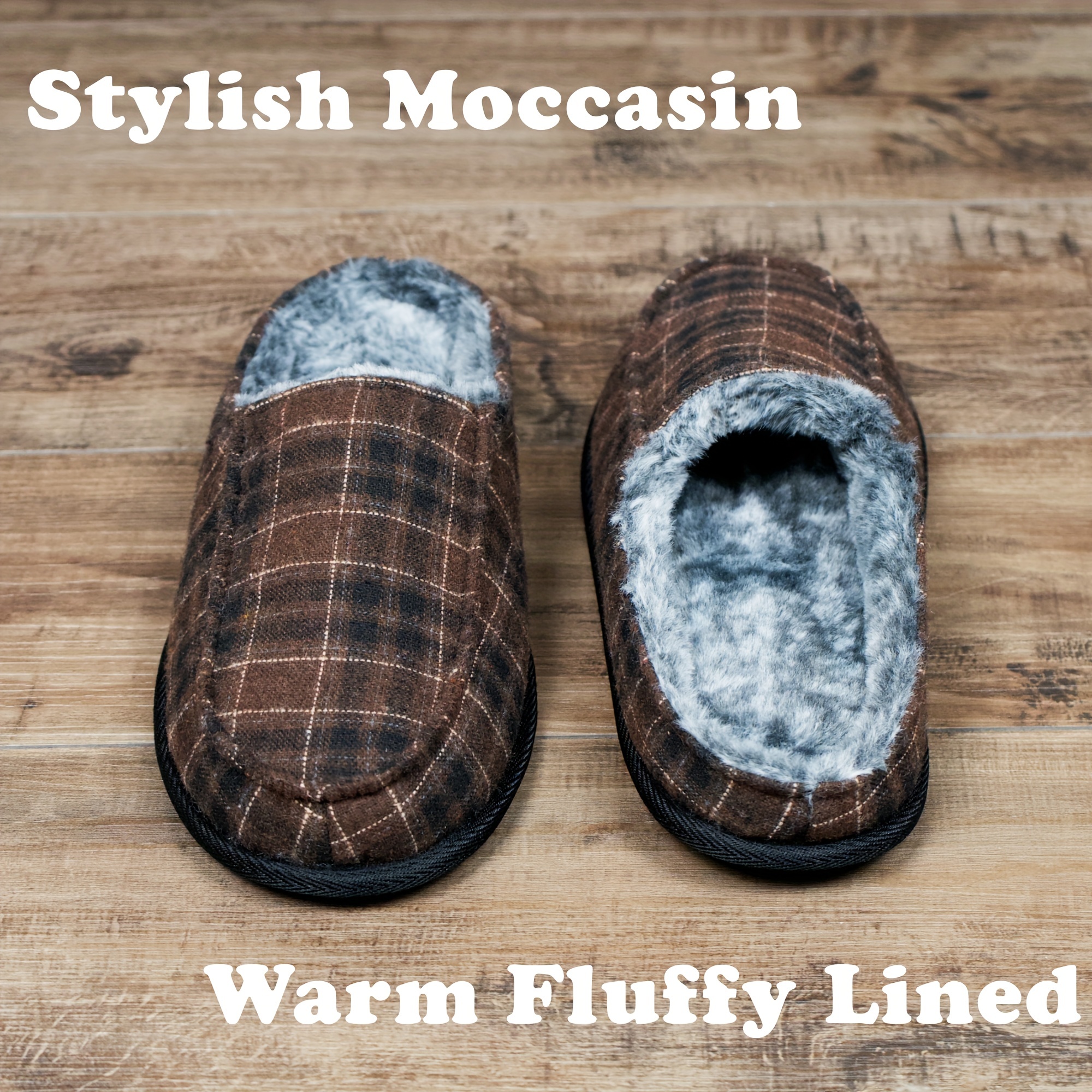 patterned home slippers soft plush cozy house slippers anti skid slip on shoes indoor for men winter shoes details 4
