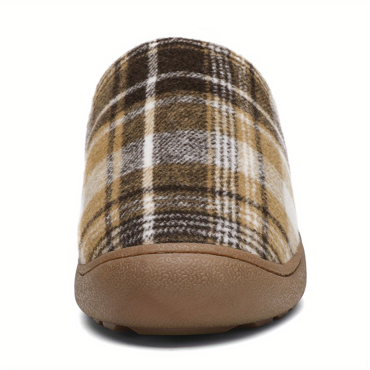 plaid home slippers soft plush cozy house slippers anti skid slip on shoes indoor for men winter shoes details 6