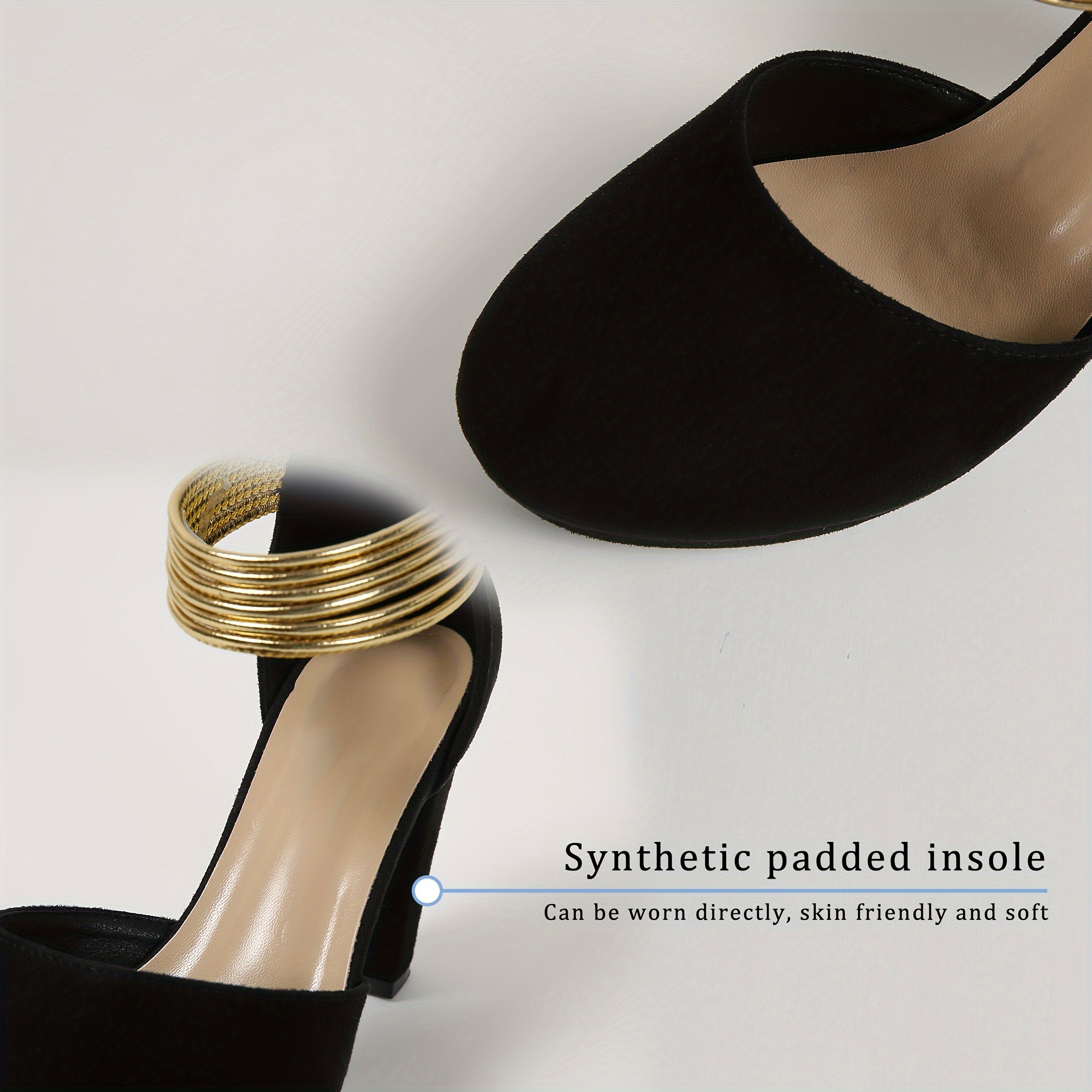 womens solid color trendy shoes slip on metallic ankle strap comfy platform shoes chunky heel d orsay party shoes details 5