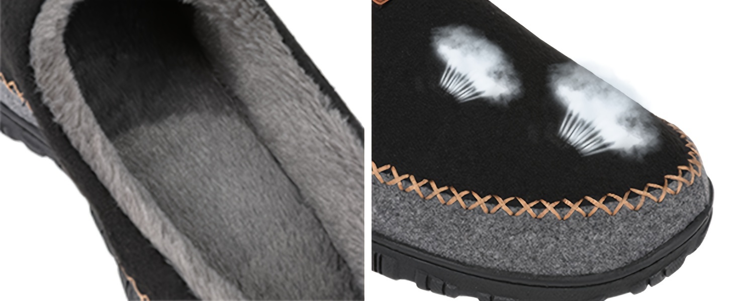 mens soft cozy house slippers wear resistant breathable anti skid fuzz lined slip on shoes for indoor walking autumn and winter details 3