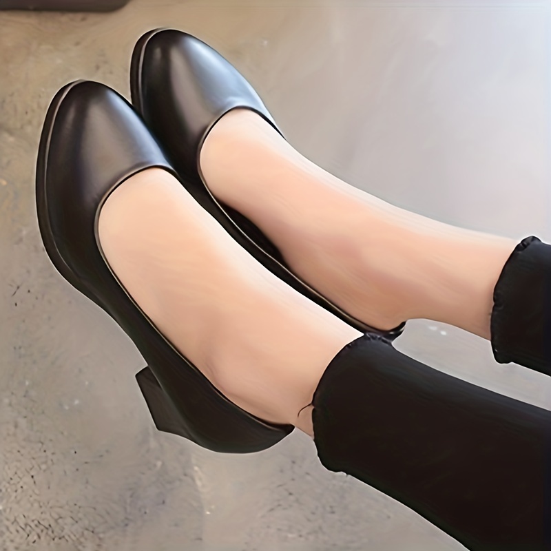 womens solid color minimalist shoes slip on chunky heel comfy shoes lightweight casual soft shoes details 4