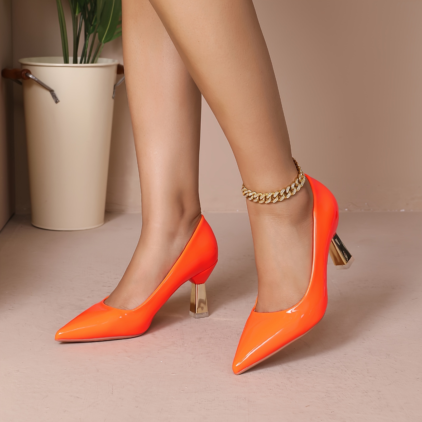 womens solid color pumps all match pointed toe slip on high heels fashion office business shoes details 26