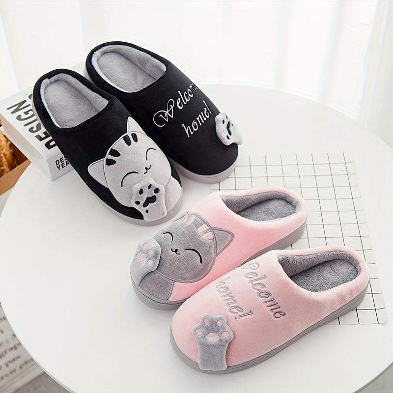 2023 mens fashion plush smiling cat slippers funny animal home slipper house shoes for indoor walking autumn and winter details 3