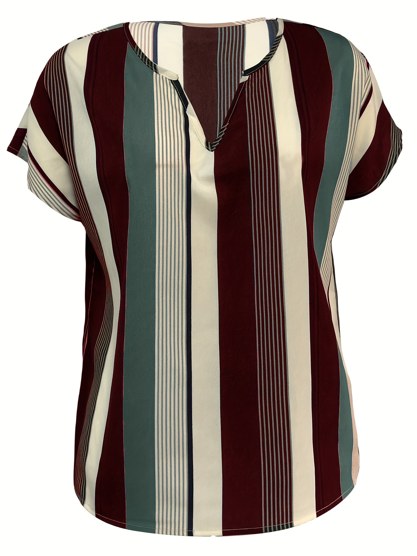 plaid notched neck blouse casual short sleeve blouse for spring summer womens clothing details 13