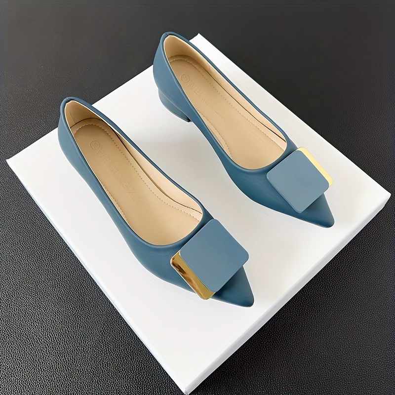womens chunky low heels minimalist pointed toe soft sole shoes all match office work shoes details 3