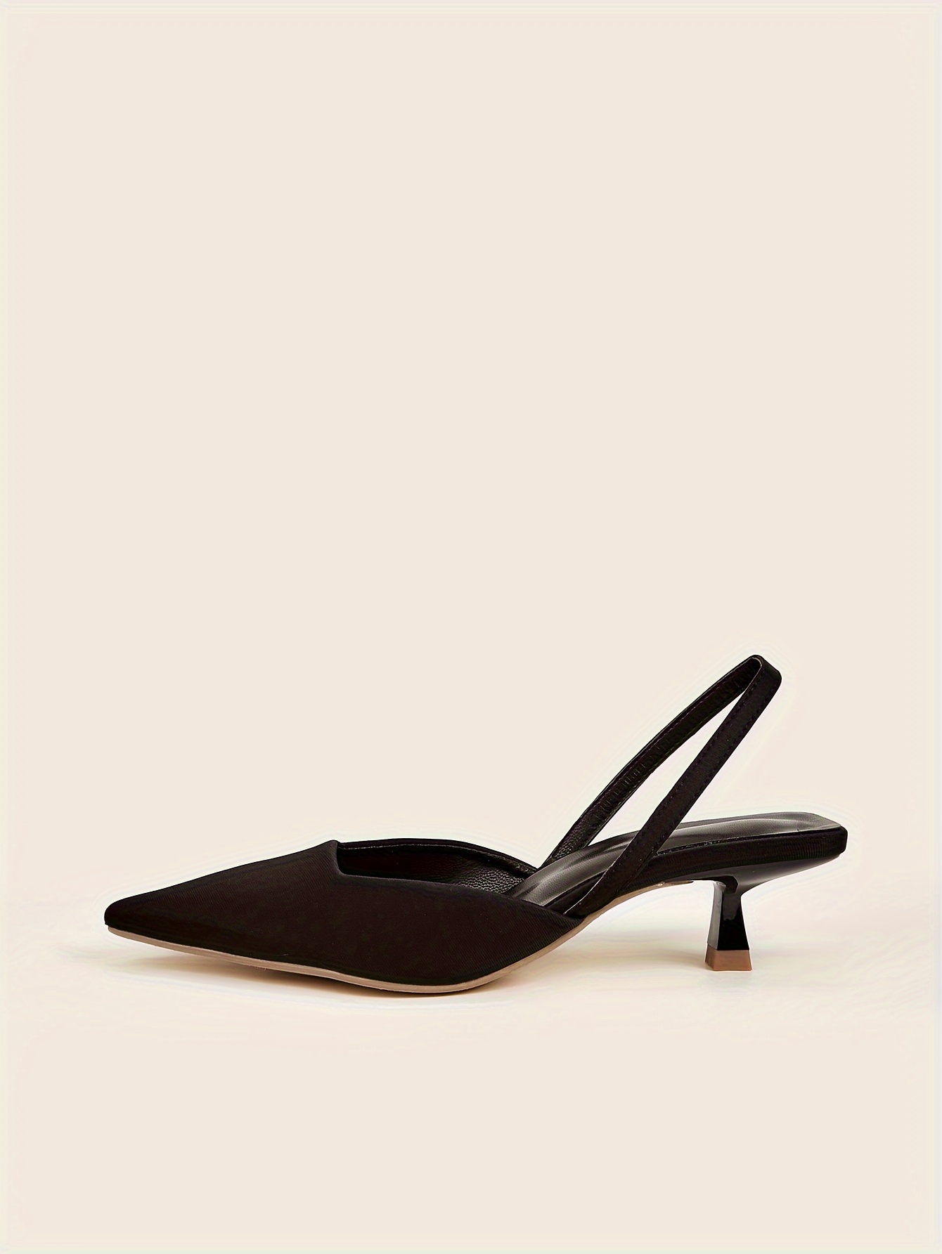 womens solid color kitten heels elegant point toe dress pumps fashion slingback heels details 5