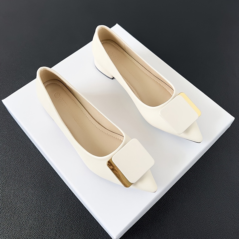 womens chunky low heels minimalist pointed toe soft sole shoes all match office work shoes details 1