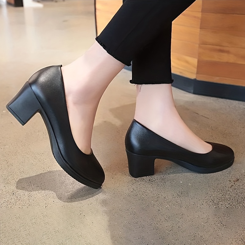 womens solid color minimalist shoes slip on chunky heel comfy shoes lightweight casual soft shoes details 2