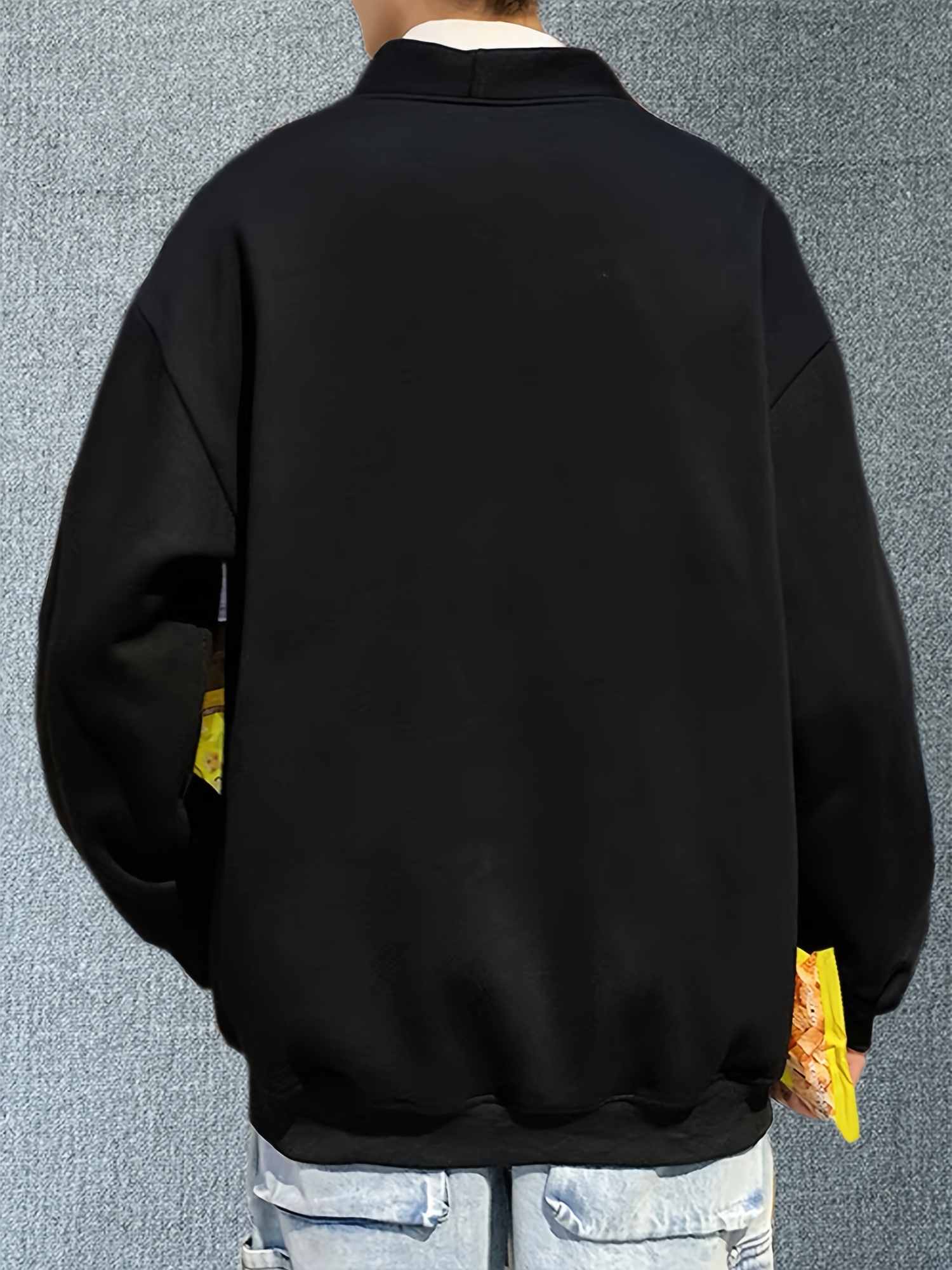 mens casual single breasted jacket retro loose fit cardigan sweater coat details 1