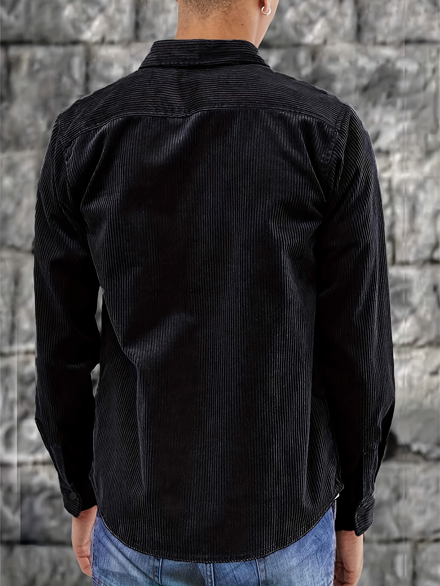 thin material mens casual long sleeve corduroy button long sleeeves shirt jacket with pocket jacket gifts details 13