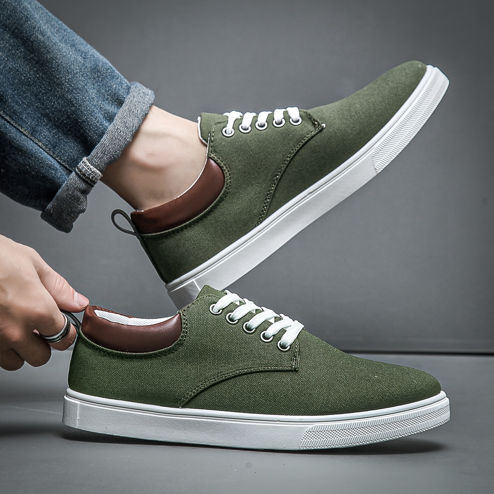 solid skate shoes men s trendy canvas uppers versatile details 5