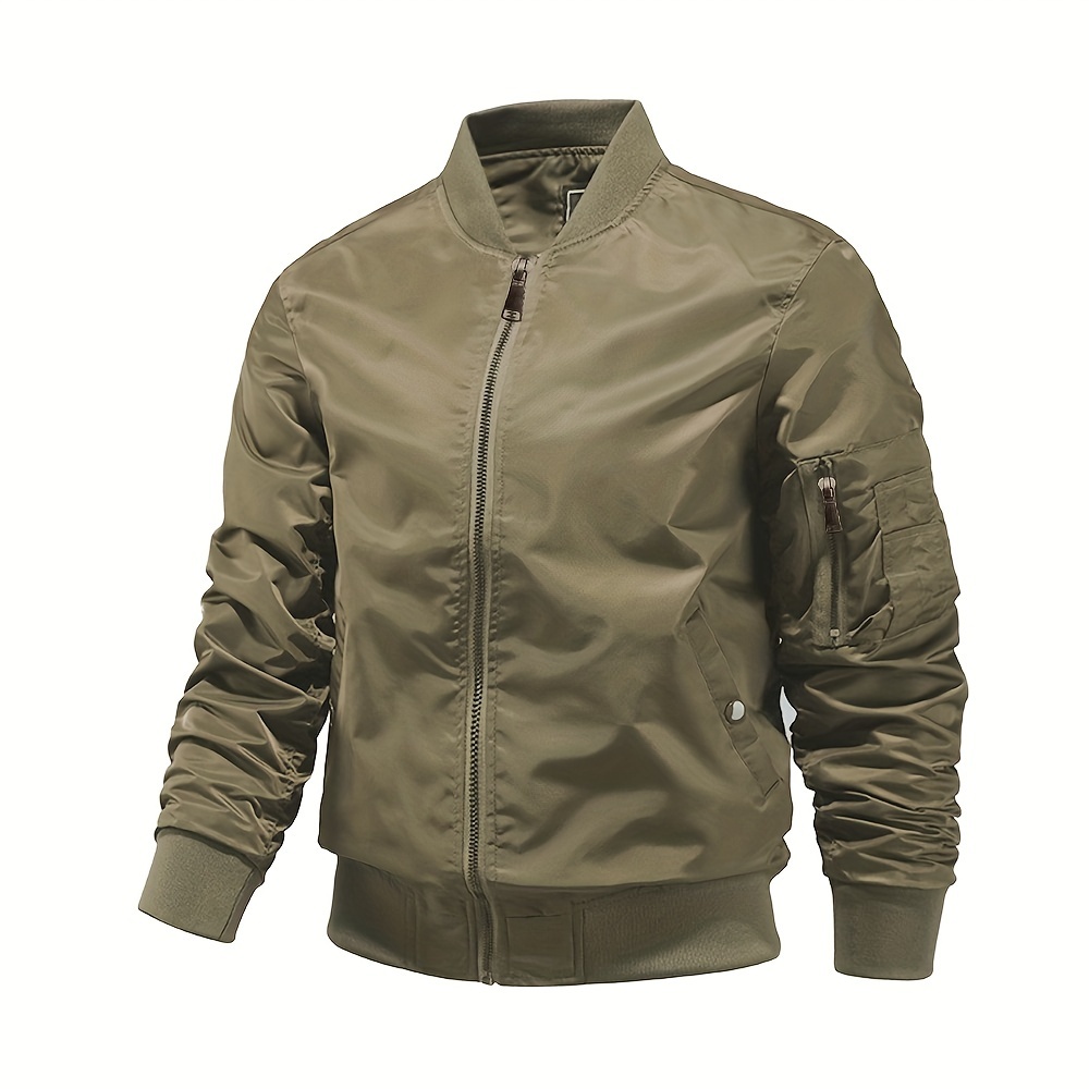 classic bomber jacket mens casual baseball flight jacket coat regular fit college hipster windbreaker for spring autumn details 4