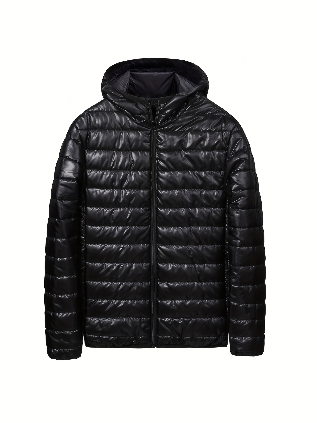 mens thin comfy zip up hooded quilted jacket mens casual padded coat windbreaker for fall winter details 5