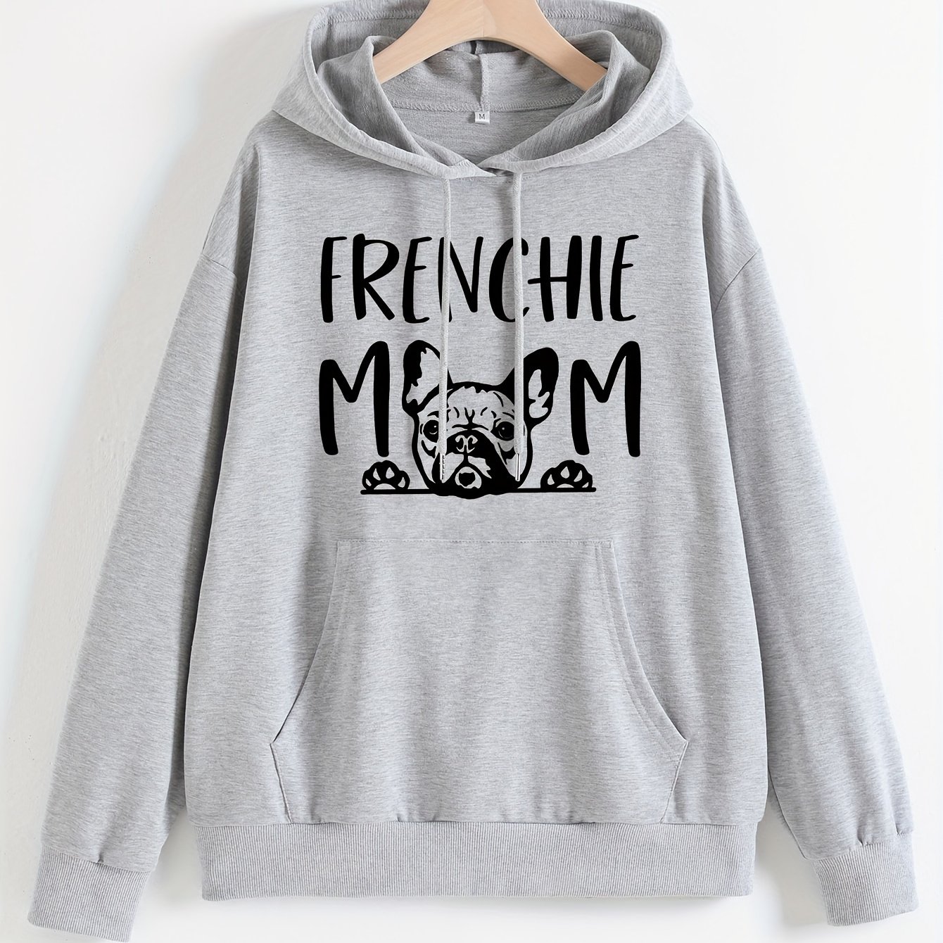 Frenchie Mom Cotton Blend Hoodie – All-Season Casual Long Sleeve Pullover, Stylish & Comfortable Women's Fashion