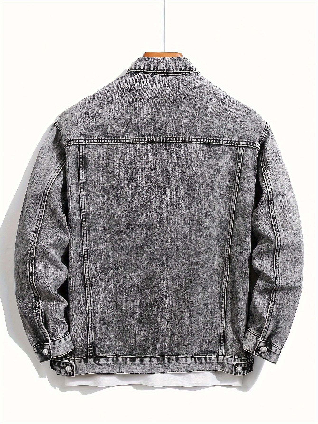 mens street style denim jacket with chest pocket details 0