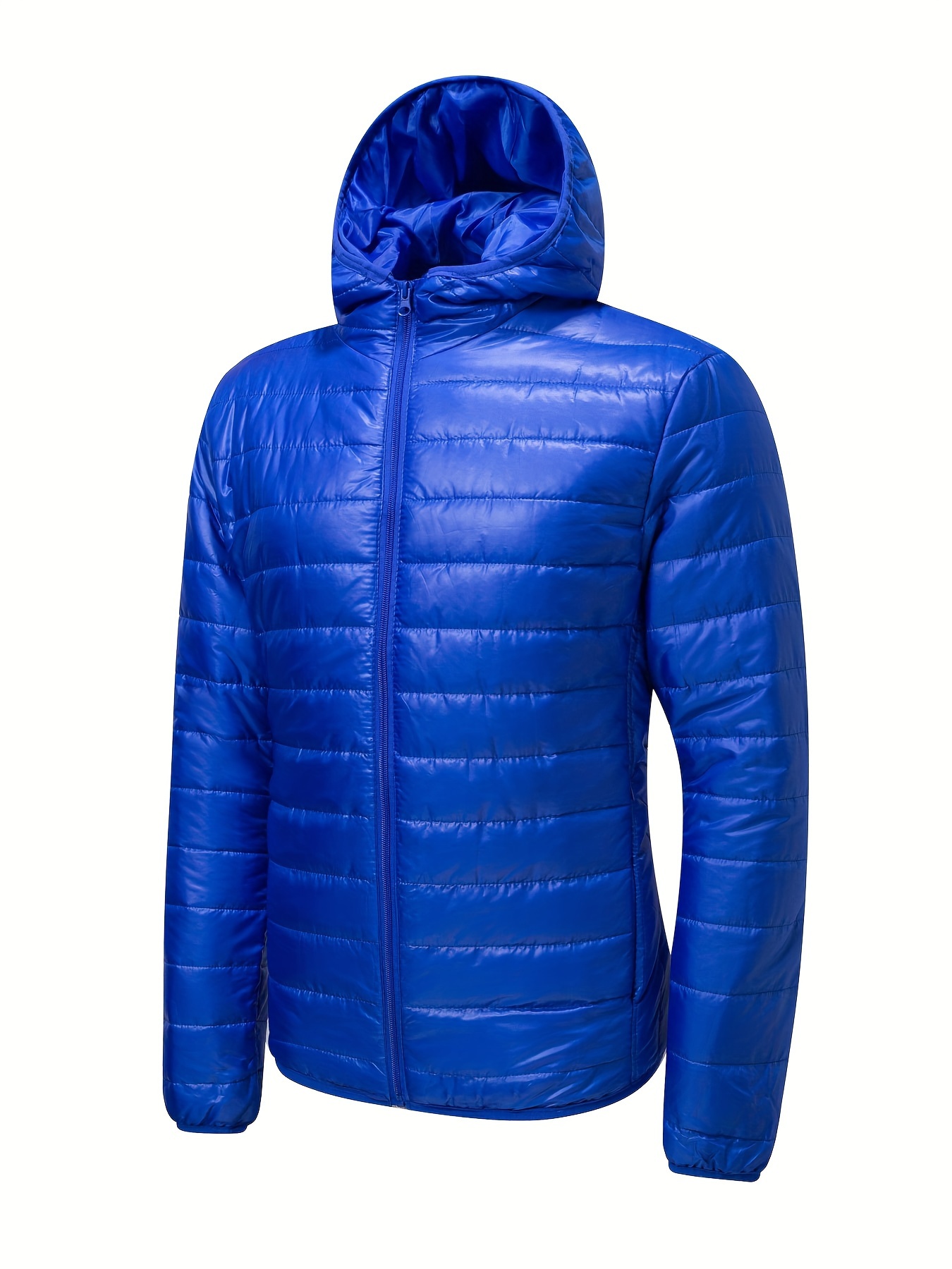 mens thin comfy zip up hooded quilted jacket mens casual padded coat windbreaker for fall winter details 17