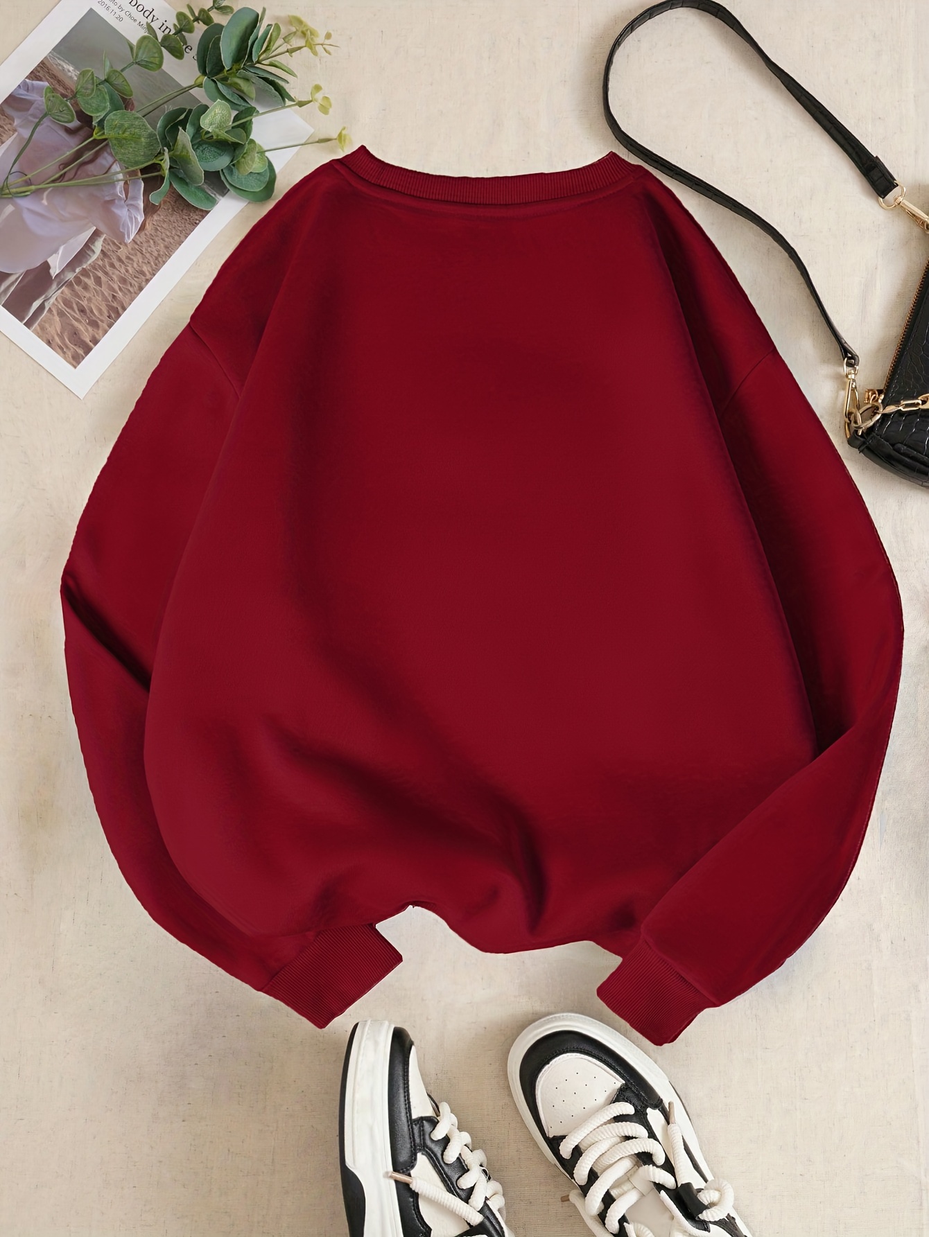 bear letter print loose sweatshirt casual long sleeve crew neck sweatshirt womens clothing details 1