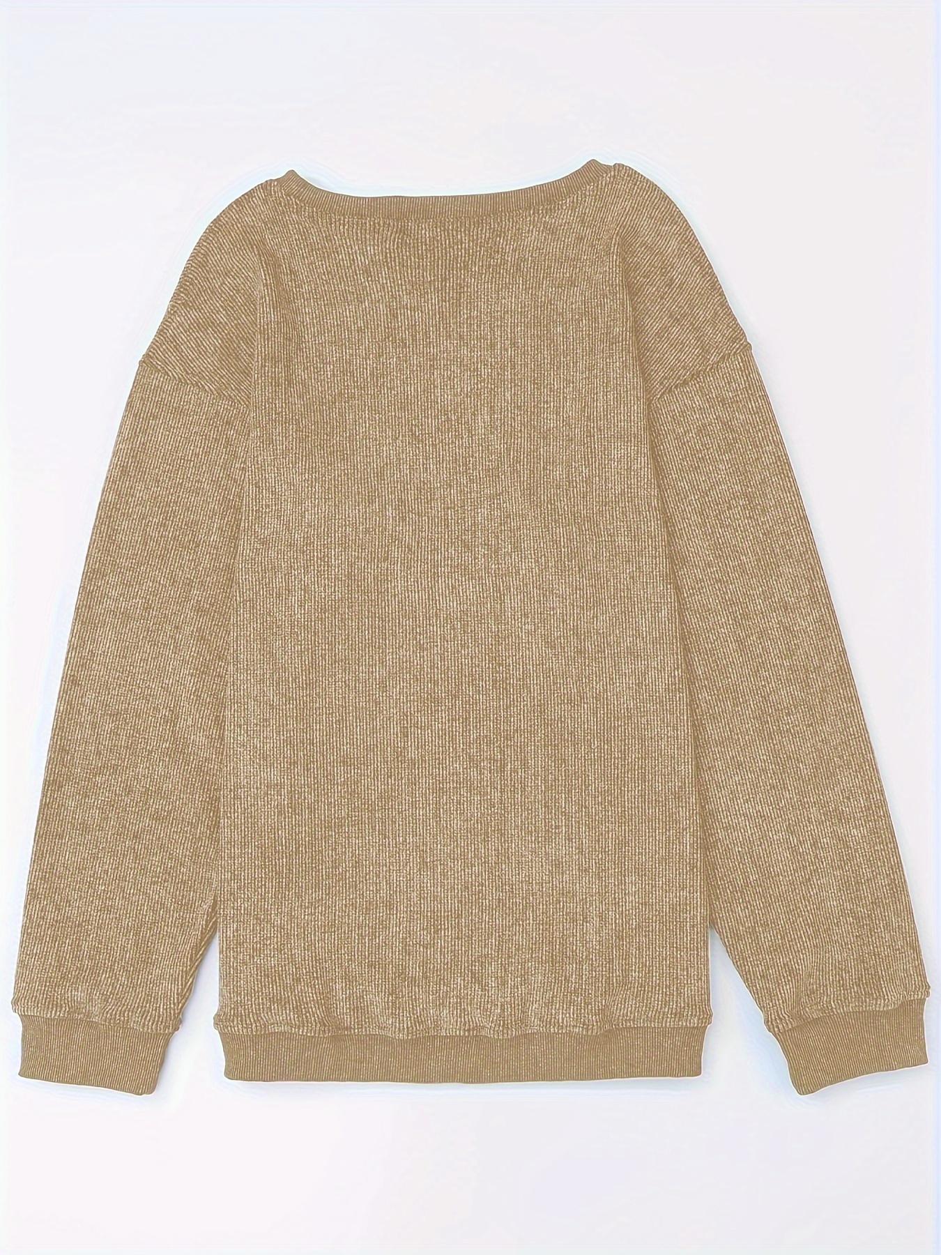 solid ribbed pullover sweatshirt casual long sleeve crew neck sweatshirt for fall winter womens clothing details 3