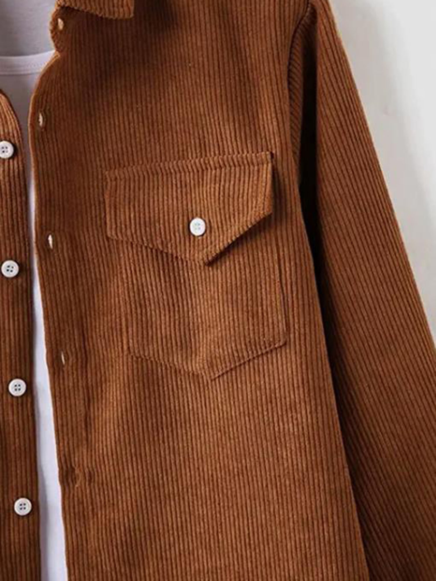 thin material mens casual long sleeve corduroy button long sleeeves shirt jacket with pocket jacket gifts details 3