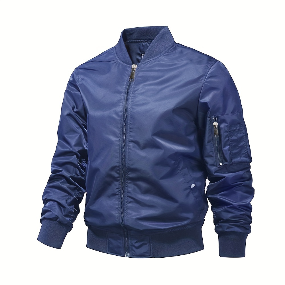 classic bomber jacket mens casual baseball flight jacket coat regular fit college hipster windbreaker for spring autumn details 8