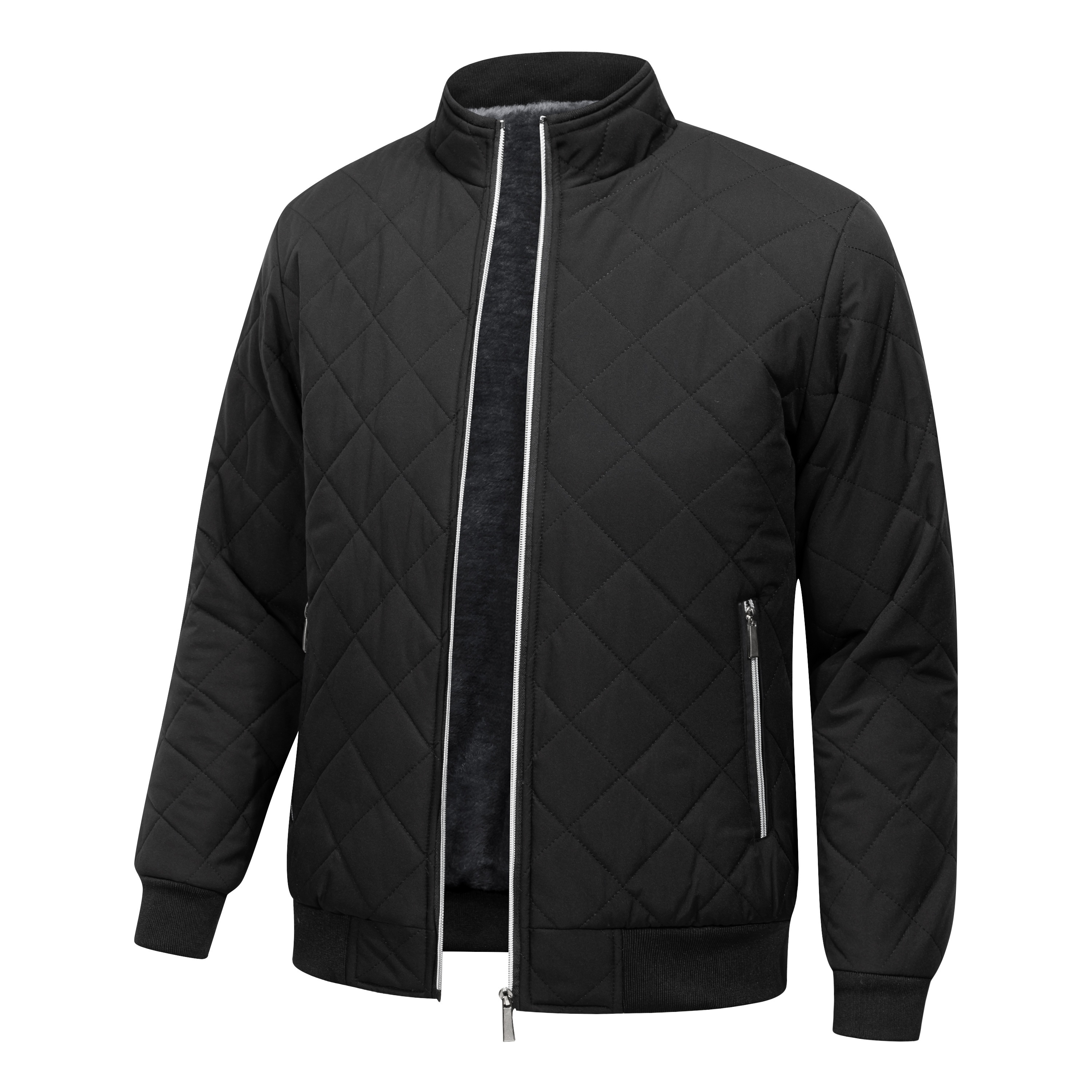mens warm quilted jacket for fall winter details 2