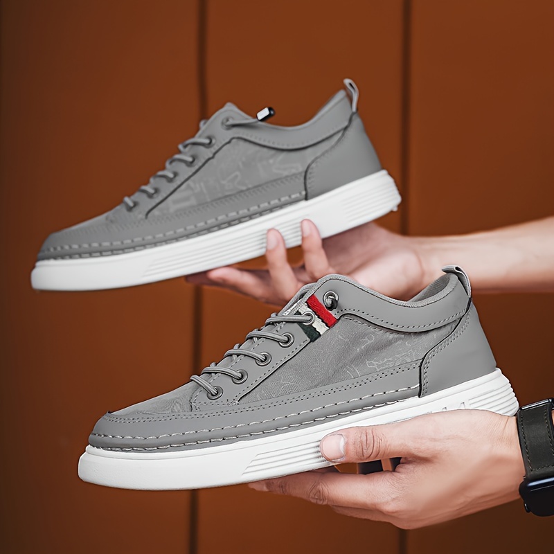 canvas skate shoes men s good grip breathable lace sneakers details 0