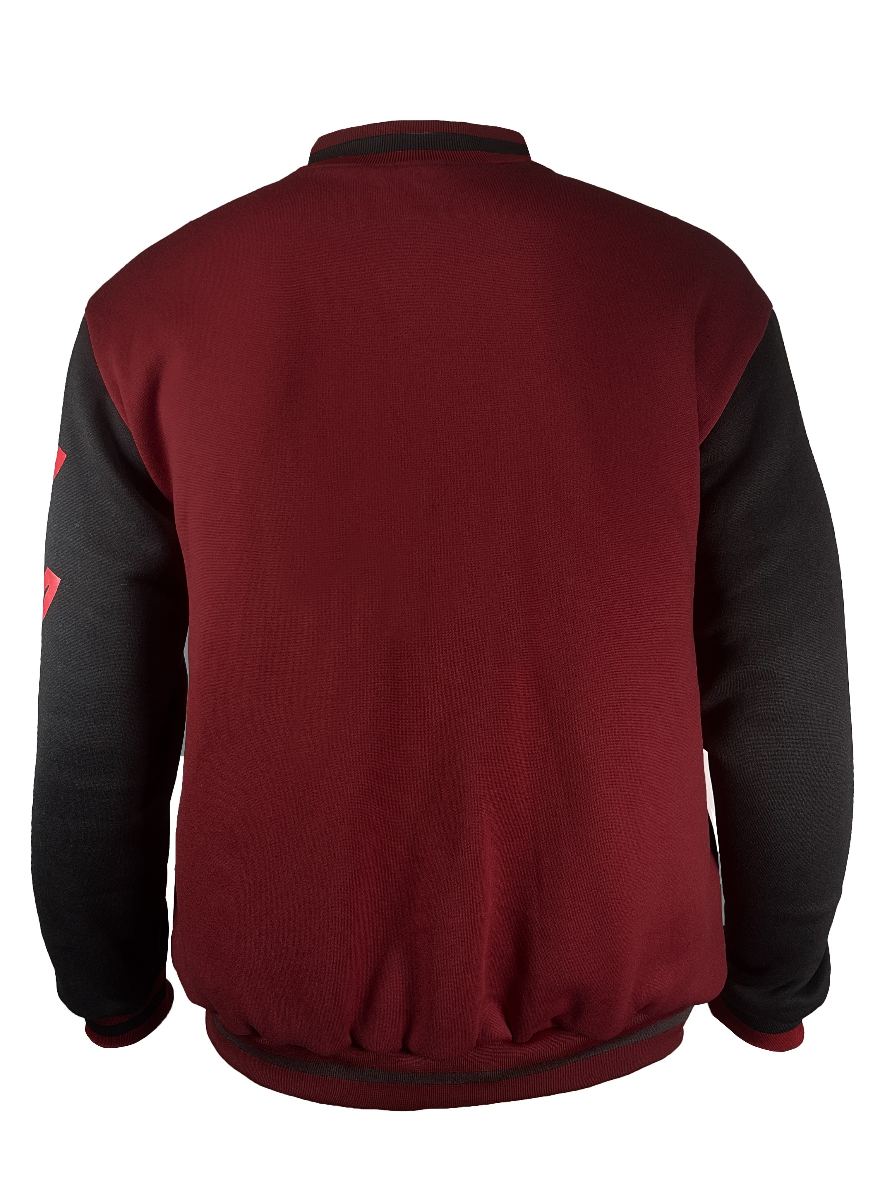 mens casual letter print color block varsity jacket chic baseball collar jacket details 1