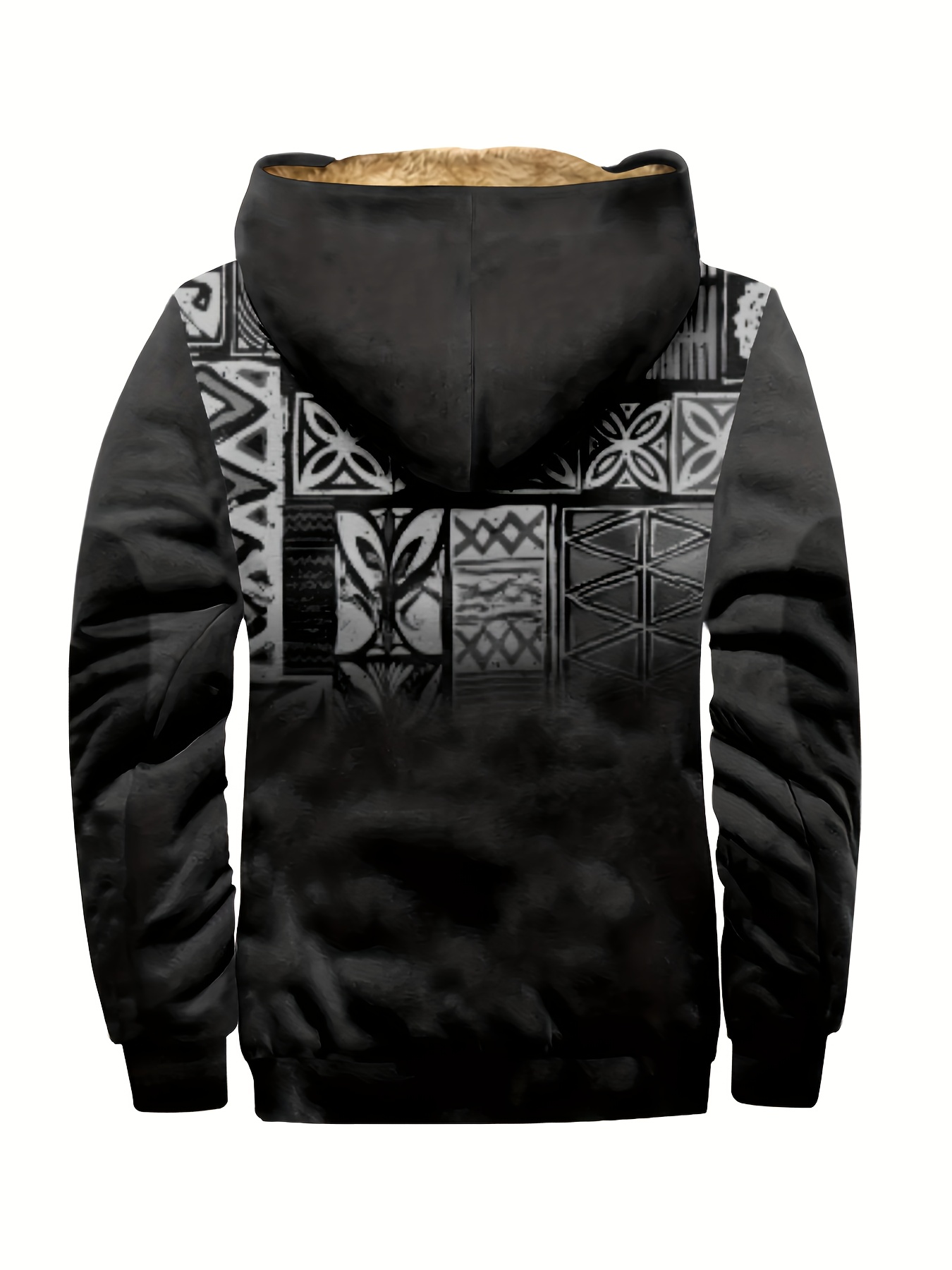 vintage style warm fleece coat mens casual hooded warm thick jacket for fall winter details 3