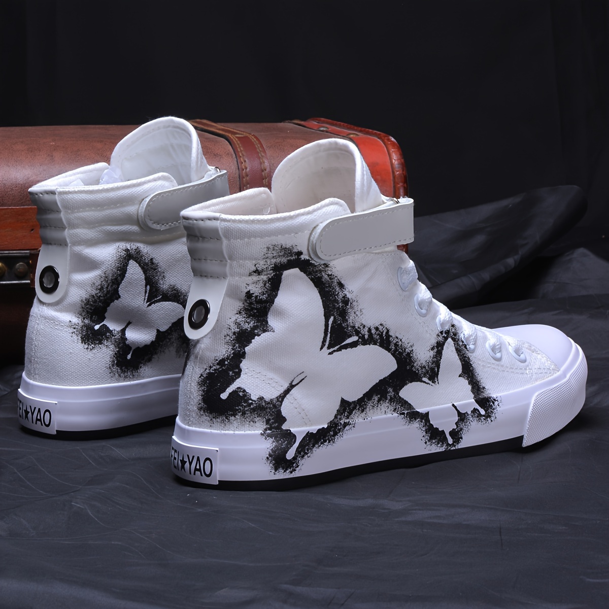 butterfly pattern canvas shoes women s classic high top details 4