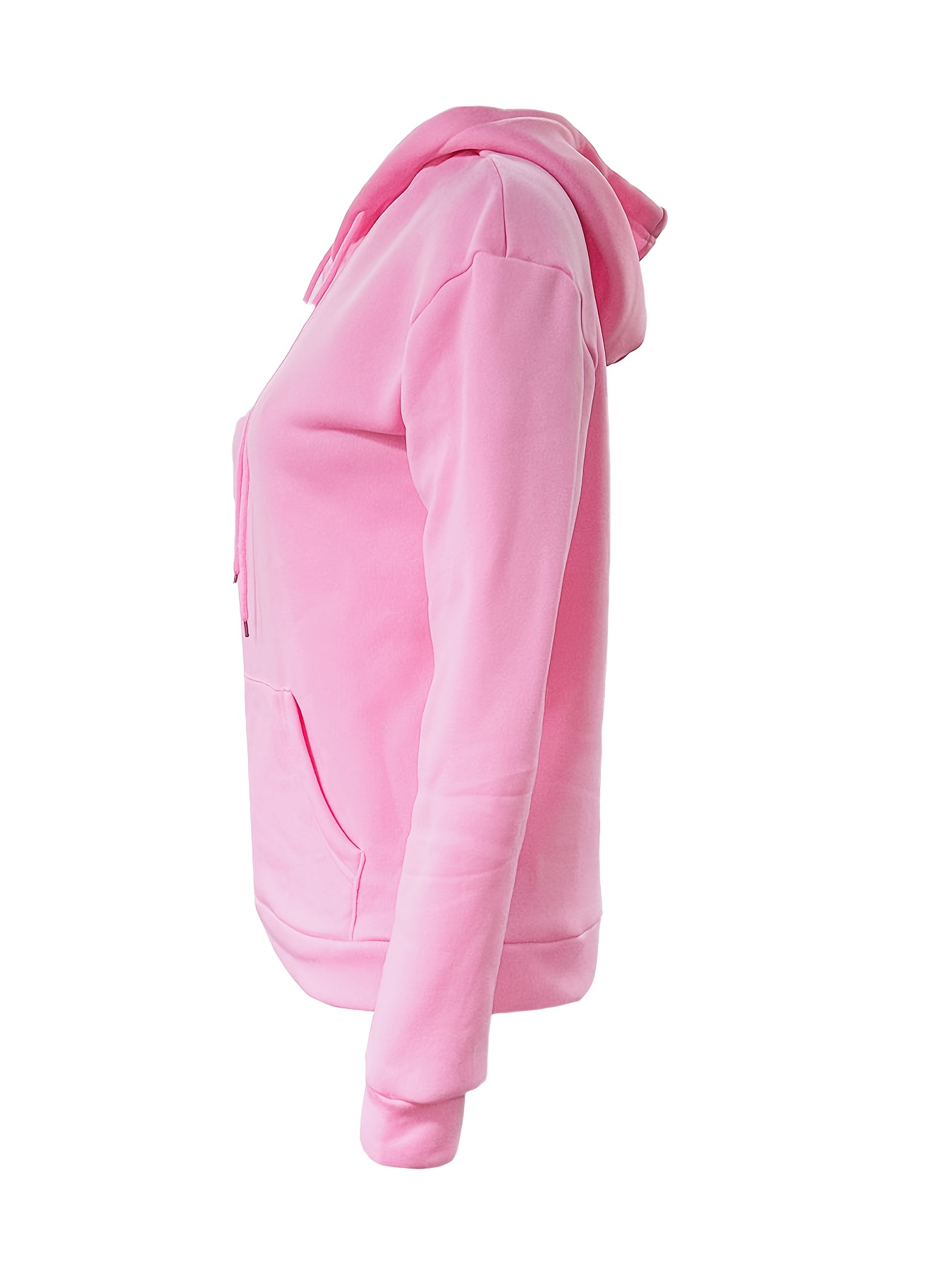 solid kangaroo pocket hoodie without pants casual long sleeve drawstring hoodies sweatshirt womens clothing details 23