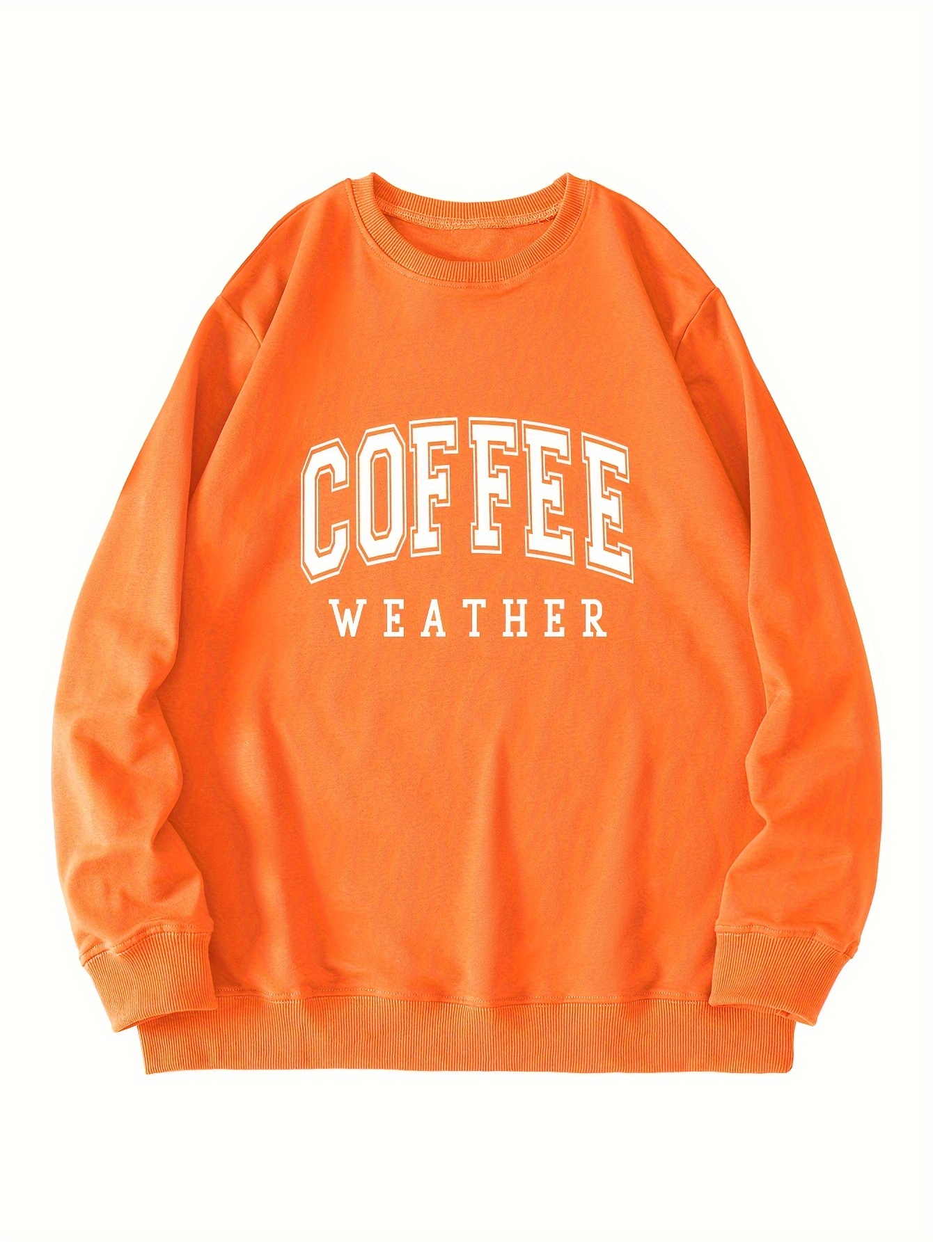 coffee letter print loose sweatshirt casual long sleeve crew neck sweatshirt womens clothing details 27