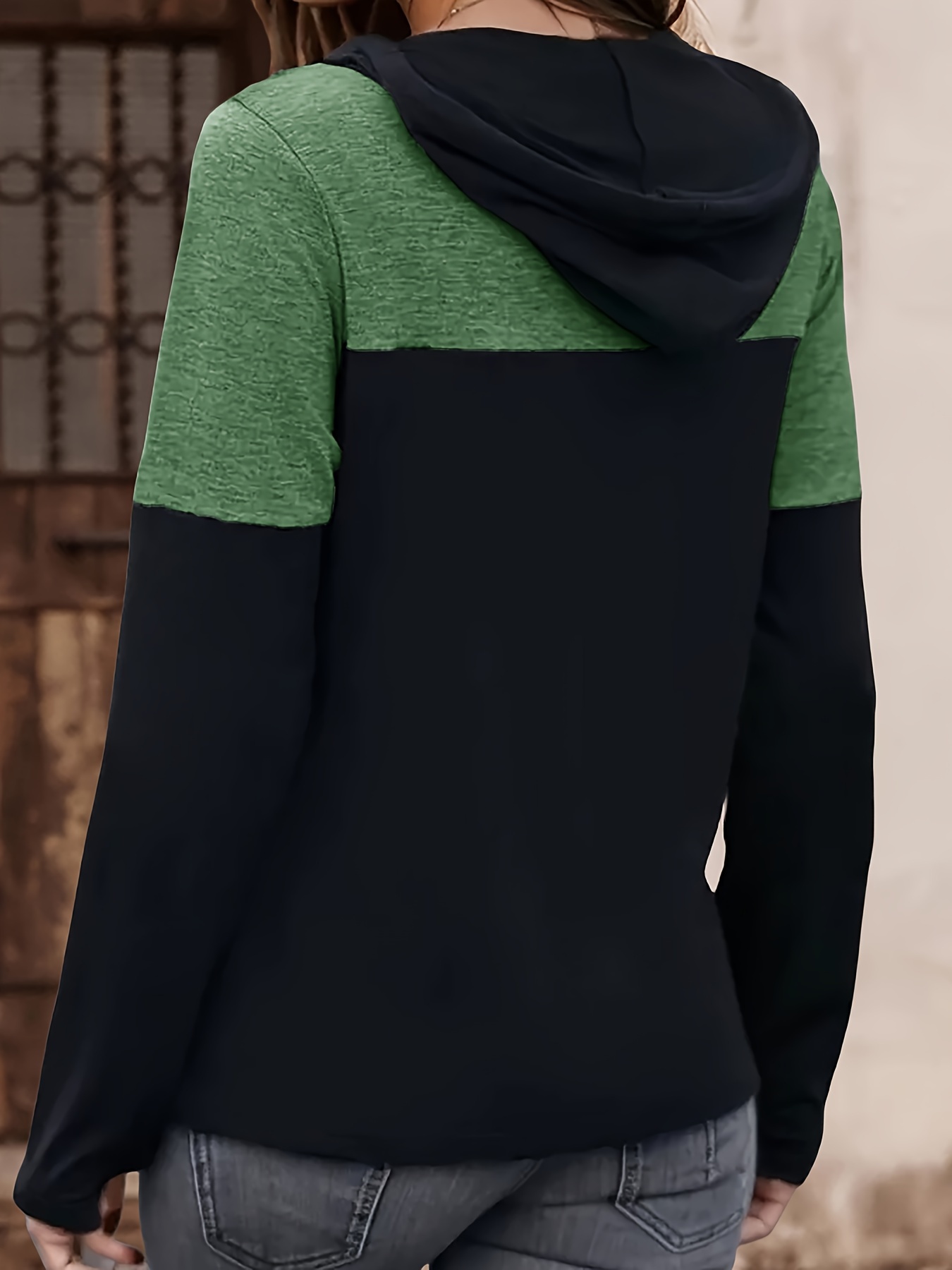 color block drawstring hoodie casual long sleeve hoodies sweatshirt womens clothing details 13