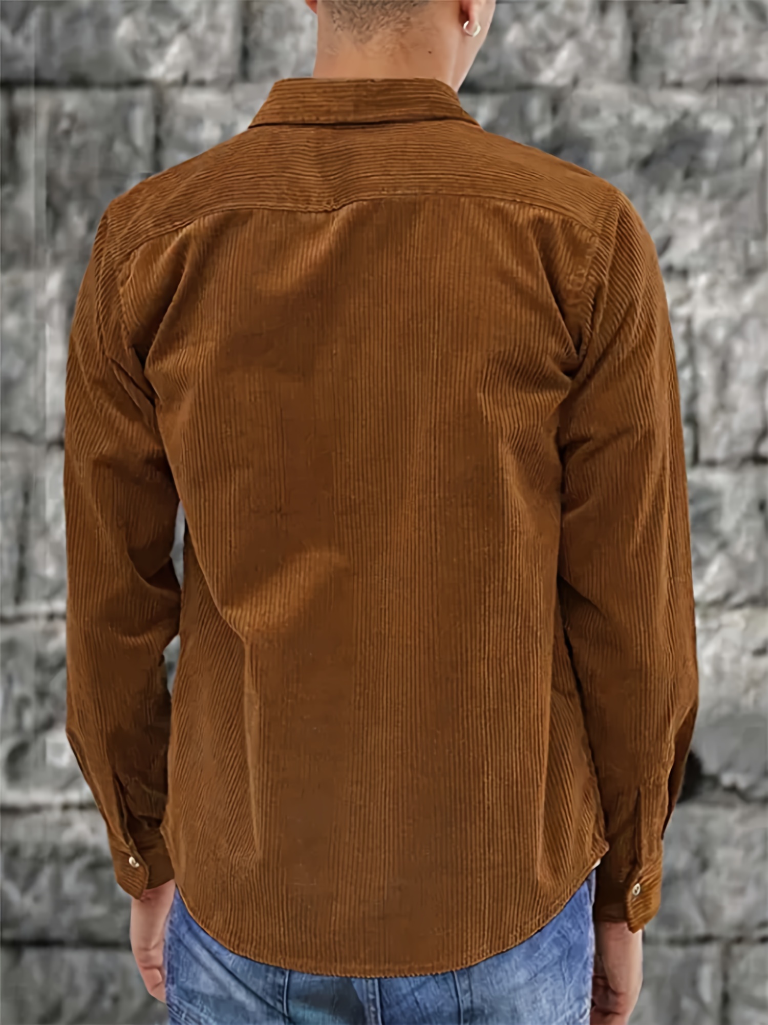 thin material mens casual long sleeve corduroy button long sleeeves shirt jacket with pocket jacket gifts details 1