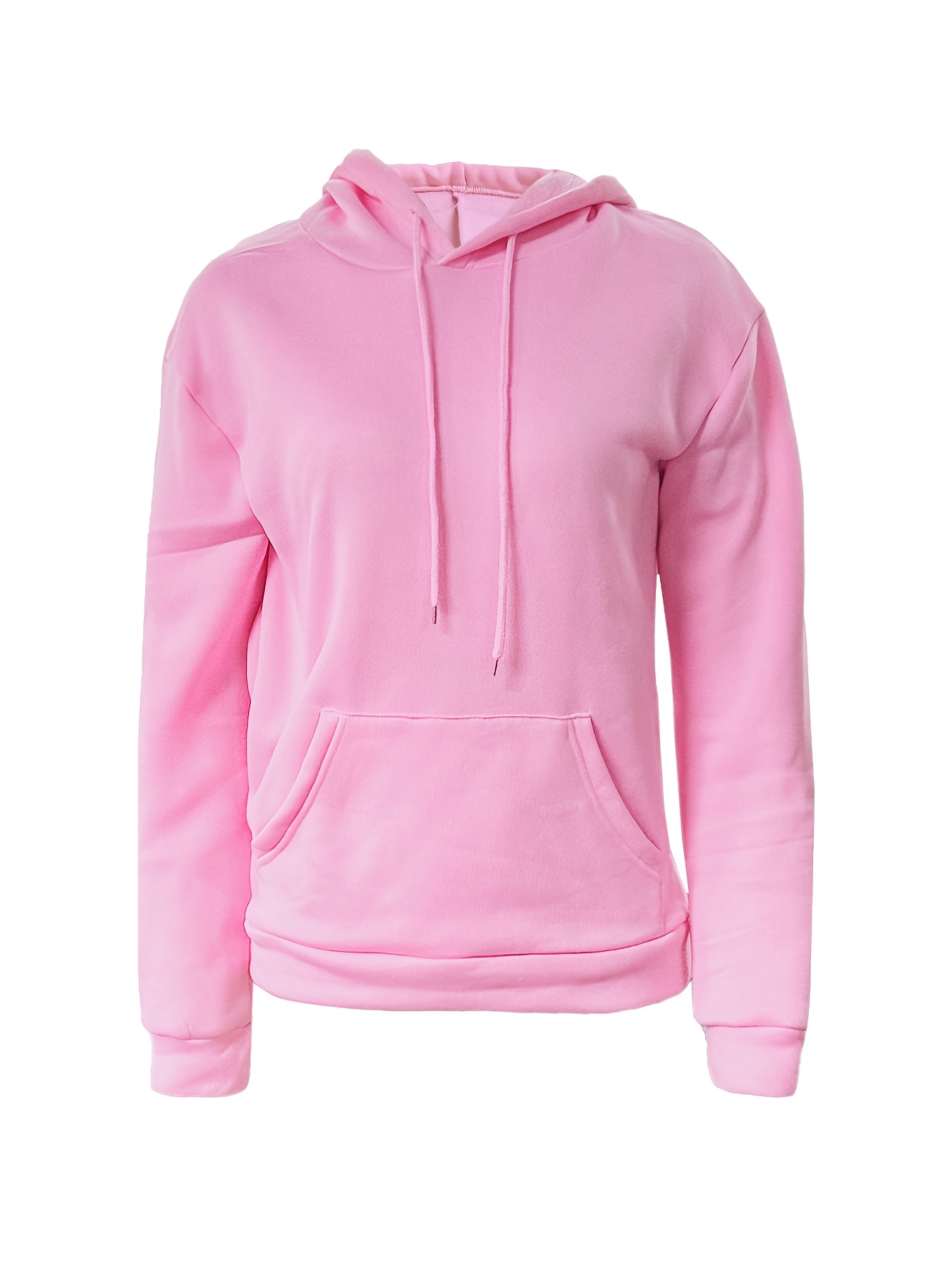 solid kangaroo pocket hoodie without pants casual long sleeve drawstring hoodies sweatshirt womens clothing details 22